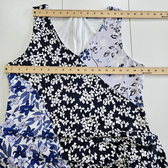 Ivanka Trump Dress 12 Patchwork Floral Sleeveless Assymetric Handkerchief Hem - Picture 5 of 16